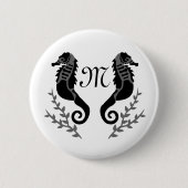 Monogram zwart Seahorse Silhouette Ronde Button 5,7 Cm (Voorkant)