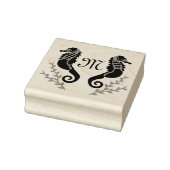 Monogram zwart Seahorse Silhouette Rubberstempel (Stempel)