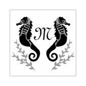 Monogram zwart Seahorse Silhouette Rubberstempel (Afrduk)