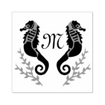 Monogram zwart Seahorse Silhouette