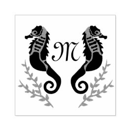 Monogram zwart Seahorse Silhouette Rubberstempel