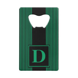 Monogram zwart/Shamrock groene randstreep Creditkaart Flessenopener