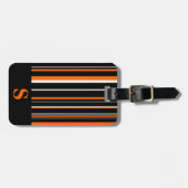 Monogram zwart Sinaasappel streepjescode Bagagelabel (Voorkant horizontaal)