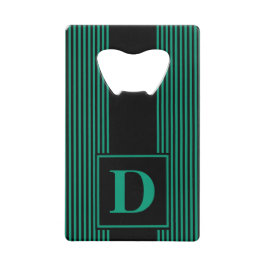 Monogram zwart/smaragdgroene pinstripe creditkaart flessenopener