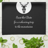 Monogram zwart Stag Silhouette Theedoek (Gevouwen)