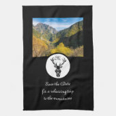 Monogram zwart Stag Silhouette Theedoek (Verticaal)