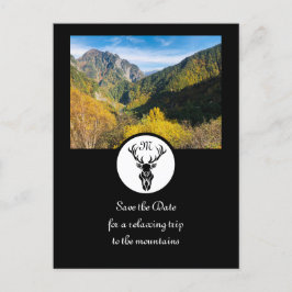 Monogram zwart Stag Silhouette Uitnodiging Briefkaart