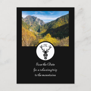Monogram zwart Stag Silhouette Uitnodiging Briefkaart