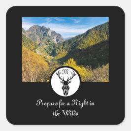 Monogram zwart Stag Silhouette Vierkante Sticker