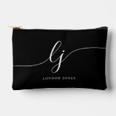 Monogram Zwart Stijlvolle Kalligrafie Initialen Na Etui (Voorkant)