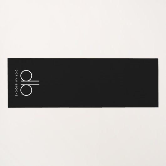 Monogram Zwart Stijlvolle Moderne Minimalistische  Yogamat (Achterkant (horizontaal))