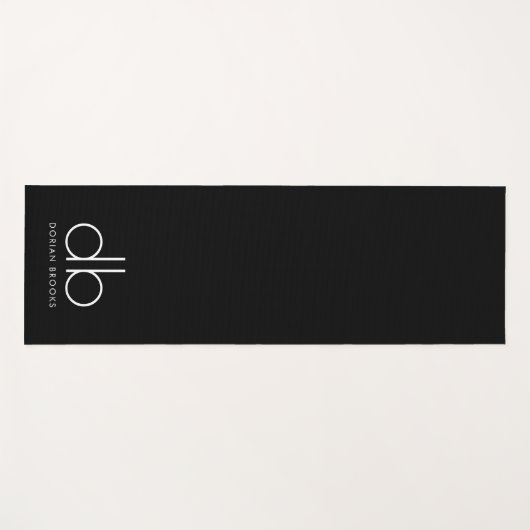 Monogram Zwart Stijlvolle Moderne Minimalistische  Yogamat (Voorkant (horizontaal))
