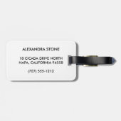 Monogram zwart Stripe & Roze Waterverf Initiaal Bagagelabel (Achterkant horizontaal)