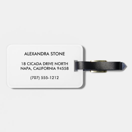 Monogram zwart Stripe & Roze Waterverf Initiaal Bagagelabel (Achterkant horizontaal)