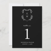Monogram zwart tabelnummer kaart (Voorkant)