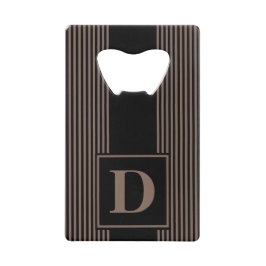 Monogram zwart/taupe bruin pinstripe creditkaart flessenopener