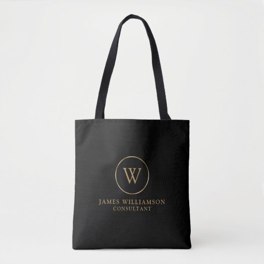 Monogram zwart tote bag (Voorkant)