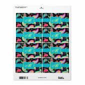 Monogram zwart Turquoise Modern Paisley Pattern Etiket (Full Sheet)