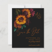 Monogram Zwart Verbrand Sinaasappel Bruiloft Save (Voorkant)