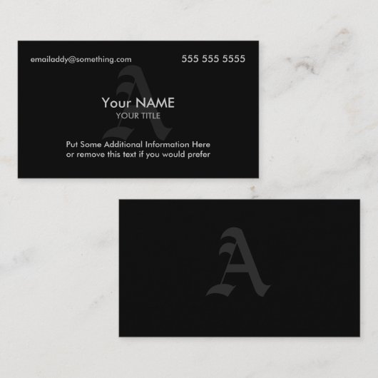 Monogram zwart visitekaartje (Voorkant / Achterkant)