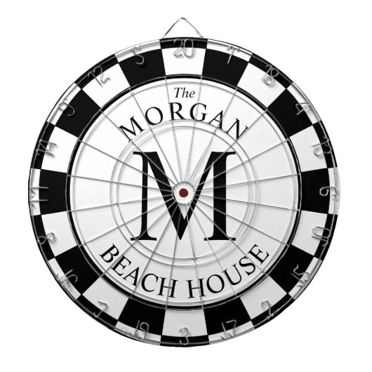 Monogram zwart voor oude familie | wit dartbord (Voorkant)