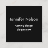 Monogram zwart warm roze en wit poka-puntje vierkante visitekaartje (Achterkant)