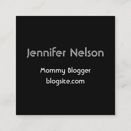 Monogram zwart warm roze en wit poka-puntje vierkante visitekaartje (Achterkant)