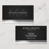 Monogram | Zwart weefsel | Metaalversiering Visitekaartje (Voorkant / Achterkant)