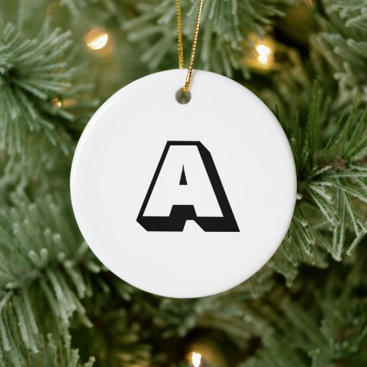 Monogram zwart-wit, aangepast initiaal Kerstmis Keramisch Ornament (Boom)