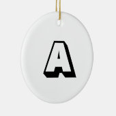 Monogram zwart-wit, aangepast initiaal Kerstmis Keramisch Ornament (Rechts)