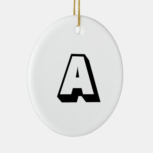 Monogram zwart-wit, aangepast initiaal Kerstmis Keramisch Ornament (Rechts)