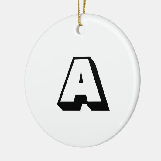 Monogram zwart-wit, aangepast initiaal Kerstmis Keramisch Ornament (Links)