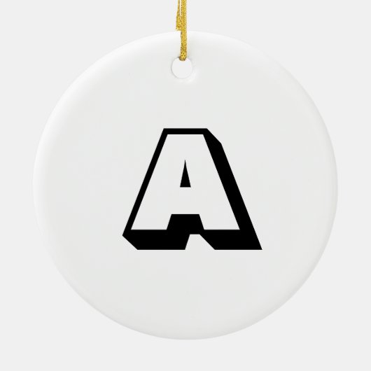 Monogram zwart-wit, aangepast initiaal Kerstmis Keramisch Ornament (Achterkant)