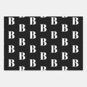 Monogram zwart wit, aangepast initiaal modern inpakpapier vel (Voorkant 2)