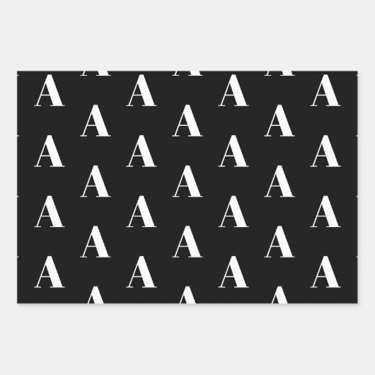 Monogram zwart wit, aangepast initiaal modern inpakpapier vel (Voorkant)