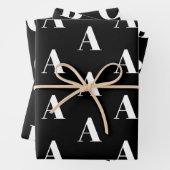 Monogram zwart wit, aangepast initiaal modern inpakpapier vel (In situ)