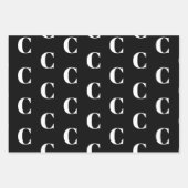 Monogram zwart wit, aangepast initiaal modern inpakpapier vel (Voorkant 3)