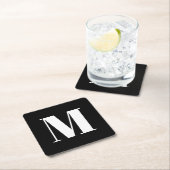 Monogram zwart wit aangepast initiaal moderne part kartonnen onderzetters (Insitu)