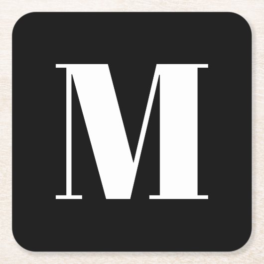 Monogram zwart wit aangepast initiaal moderne part kartonnen onderzetters (Voorkant)