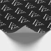 Monogram zwart wit aangepast initiaal nummerpatroo cadeaupapier (Hoek)