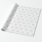 Monogram zwart-wit aangepast initiaal patroon cadeaupapier (Uitgerold)