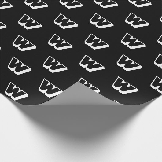 Monogram zwart wit aangepaste initiaal cadeaupapier (Hoek)