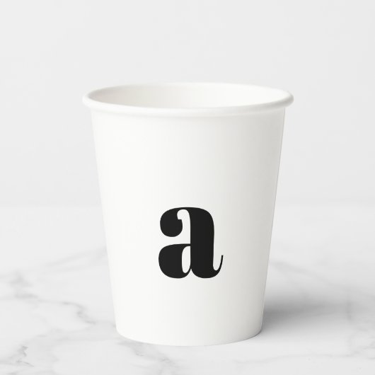 Monogram zwart-wit aangepaste moderne verjaardag papieren bekers (Achterkant)