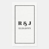 Monogram Zwart Wit Aangepaste Naam Bruidspaar Huwe Servet (Voorkant)