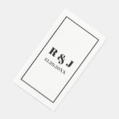 Monogram Zwart Wit Aangepaste Naam Bruidspaar Huwe Servet (Hoek)