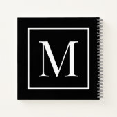 Monogram zwart-wit aanpassen | Willekeurige achter Notitieboek (Achterkant)