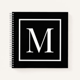 Monogram zwart-wit aanpassen   Willekeurige achter Notitieboek