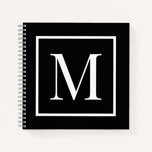 Monogram zwart-wit aanpassen | Willekeurige achter Notitieboek (Voorkant)
