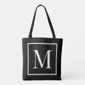Monogram zwart-wit aanpassen | Willekeurige achter Tote Bag (Achterkant)