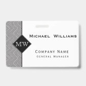 Monogram zwart-wit Abstract Chevron Pattern Badge (Achterkant)